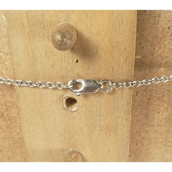 Vintage 925 Sterling Silver w Diamond Circle Cross Hearts Pendant Chain Necklace - Picture 16 of 16